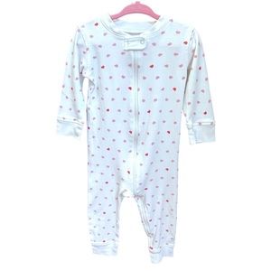 OWLIVIA 💕’Pink Heart’ 100% Organic Cotton Zip Footless Pajamas | 12-18 Mo.